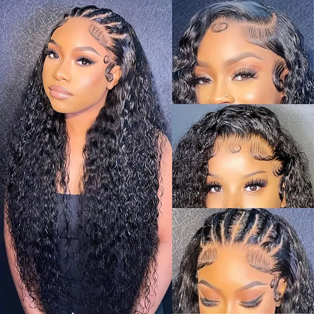 

200% Density Pre plucked Natural Color 5x5 13x4 transparent Lace Front Wig Water Wave Lace Front Wig Human Hair Wig