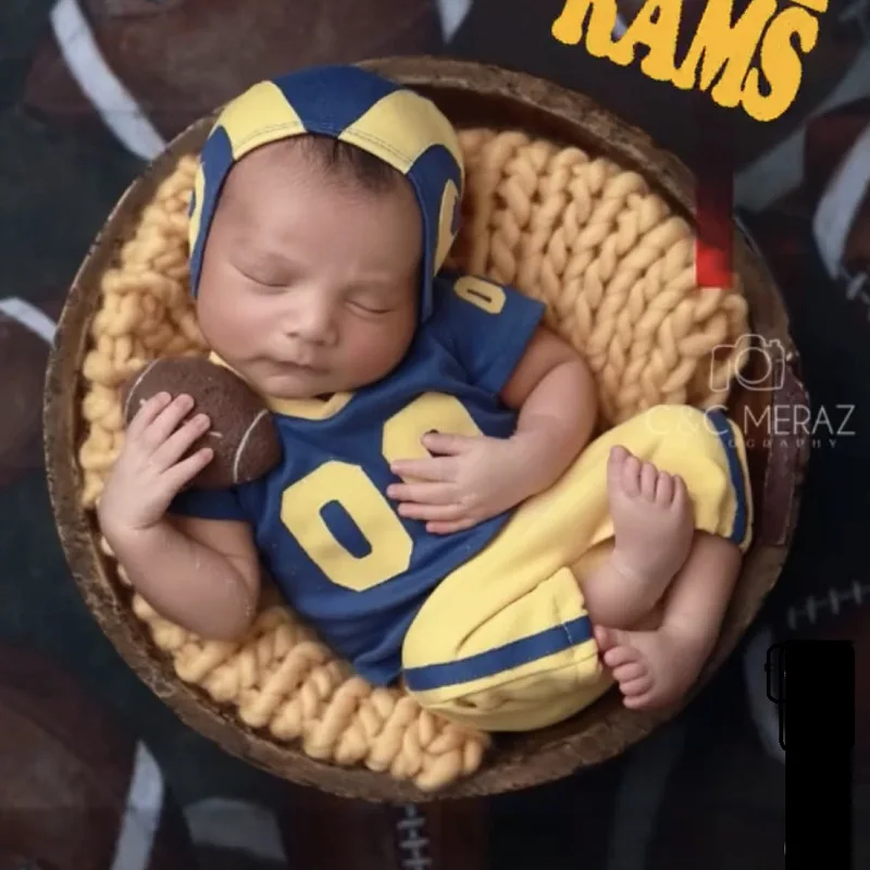 2023 Newborn rugby football player clothes photography props,baby romper for newborn props