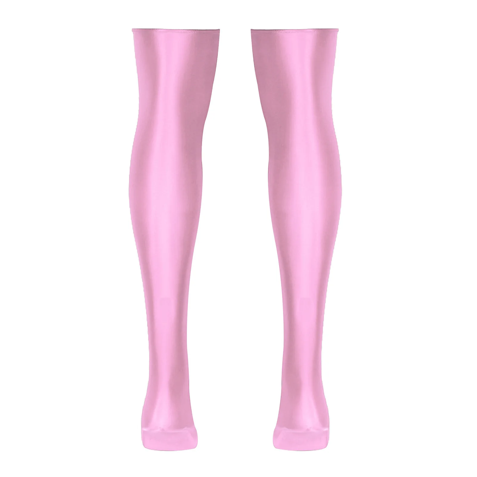 1 Pair Mens Thigh High Socks Glossy Oil Sheer Stockings Solid Color Stretchy Socks Hosiery Sissy Nightwear Costume Accessories