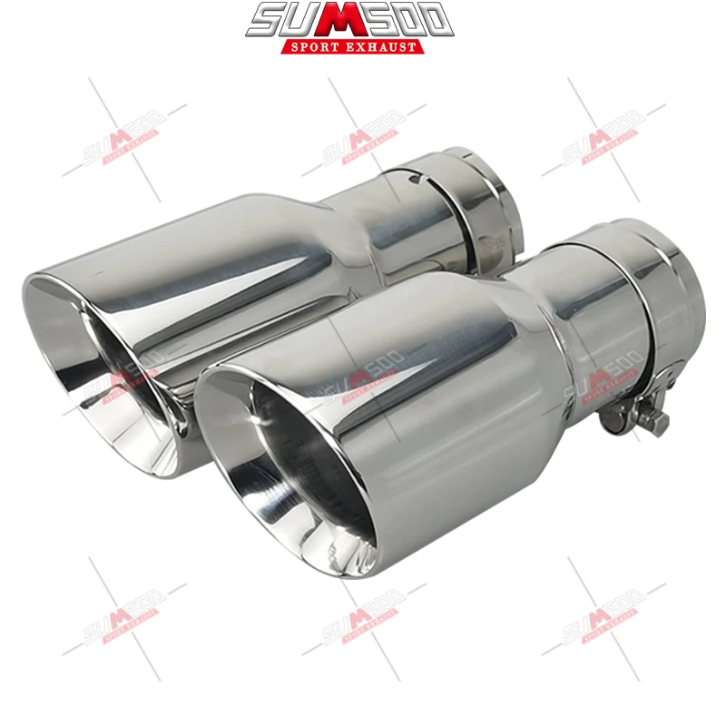 Genuine SUMSOO1 Piece Top Quality 304 Stainless Steel Universal Exhaust System End Chrome Pipe+Car Exhaust Tip
