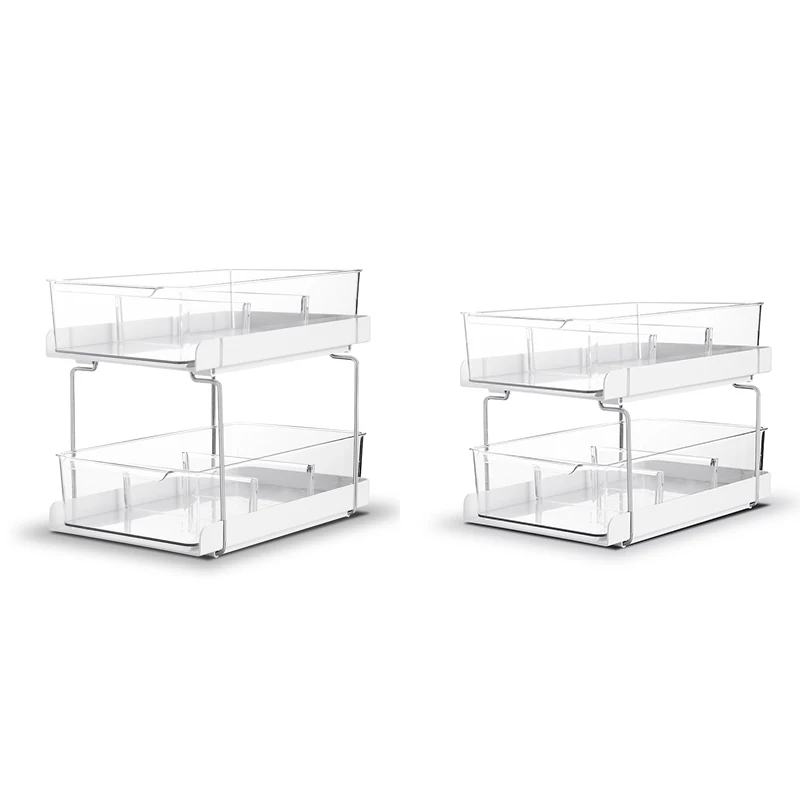 Kitchen Transparent Double-Layer Rack Seasoning Bottle Cosmetics Double-Layer Drawer Pull-Out Rack