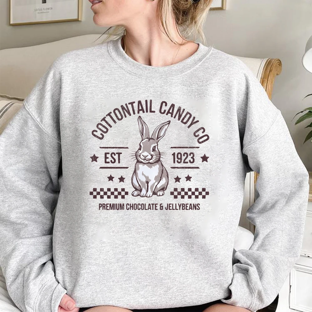 

Милый пасхальный свитшот в стиле ретро с принтом Cottontail Candy Company, пуловер с изображением кролика, унисекс, с длинными рукавами, пасхальный подарок