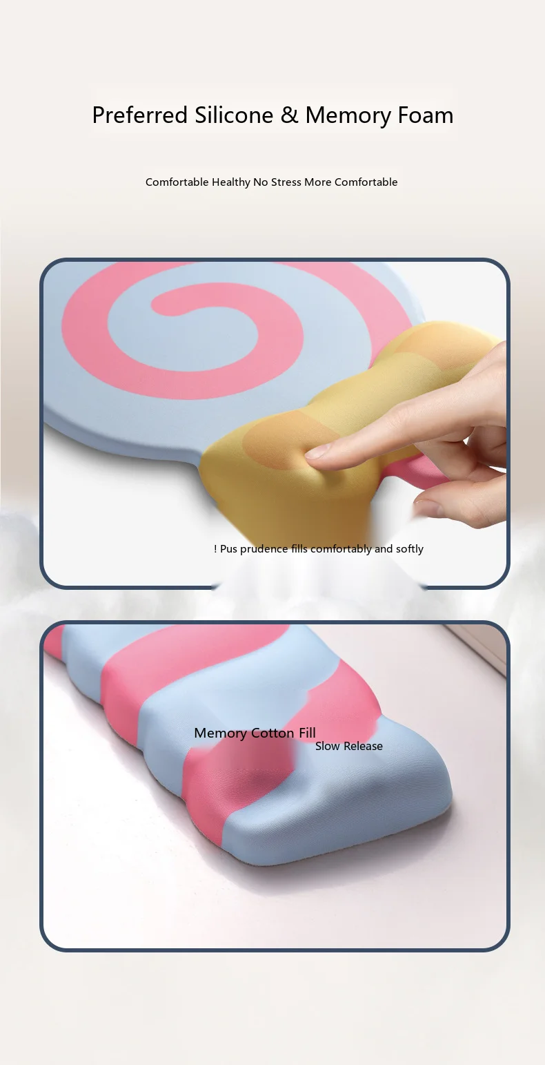 Lollipop Silikon-Handgelenkauflage Mauspad Ergonomische Schreibtischunterlage für Büro und Gaming 3 Farboptionen mit Tastaturunterstützung – Detail 3