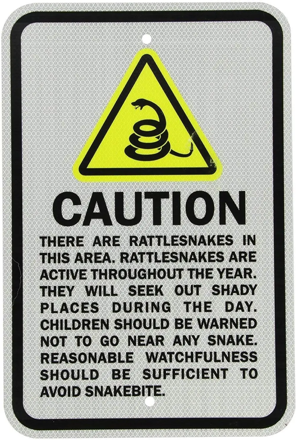 Warning Sign Legend Rattlesnakes in This Area with Graphic, Black/Yellow on White Road Sign Business Sign  Tin Metal Tin Sign