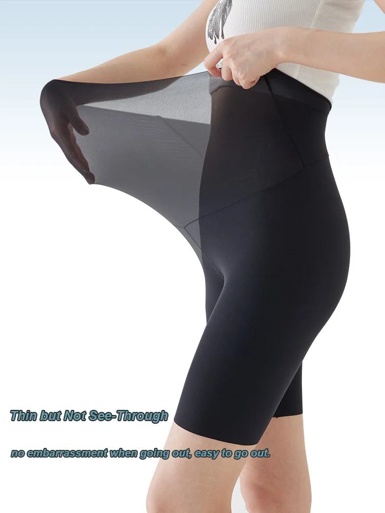 

Байкерские шорты больших размеров для женщин, летние шорты из ледяного шелка, 5-дюймовые невидимые шорты для йоги, шорты на подкладке для похудения с контролем живота