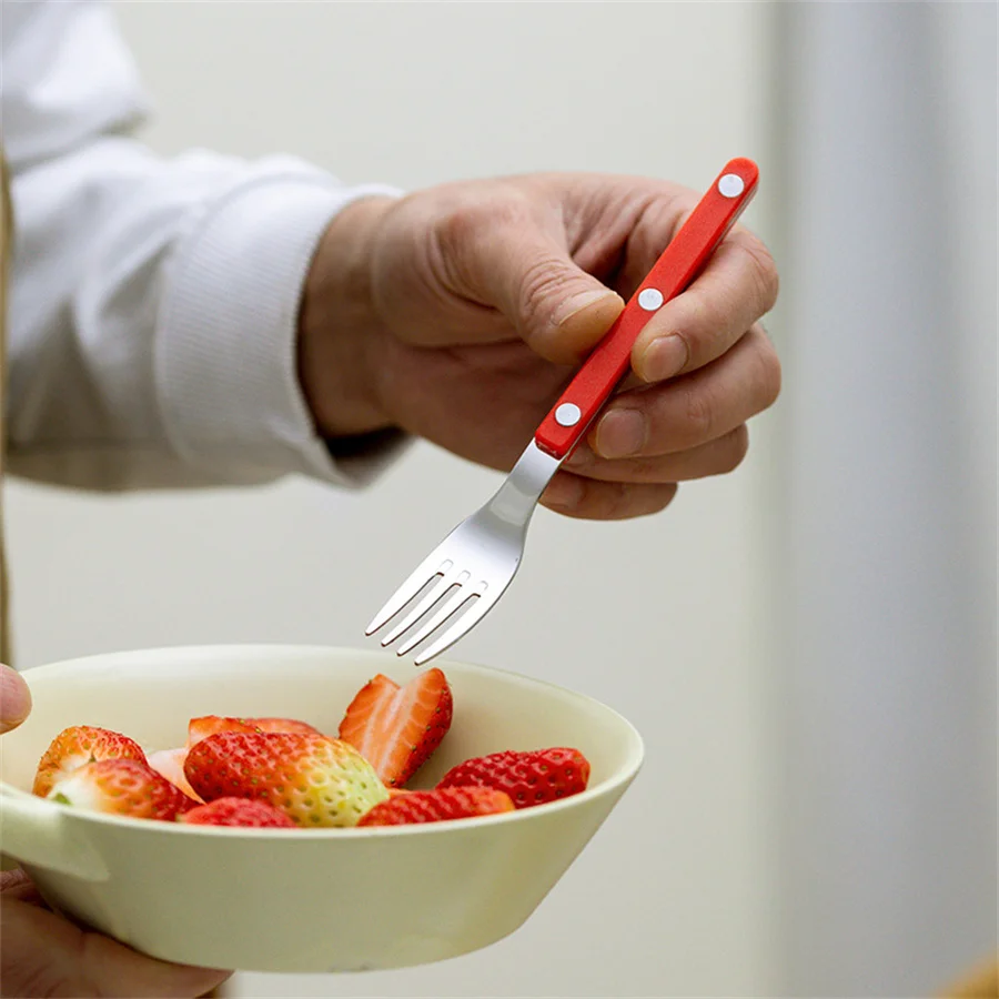Fashion New Red Handle 304 Cutlery Set 18/10 Stainless Steel Creativity Gift Flatware Knife Fork Spoon Drop Ship