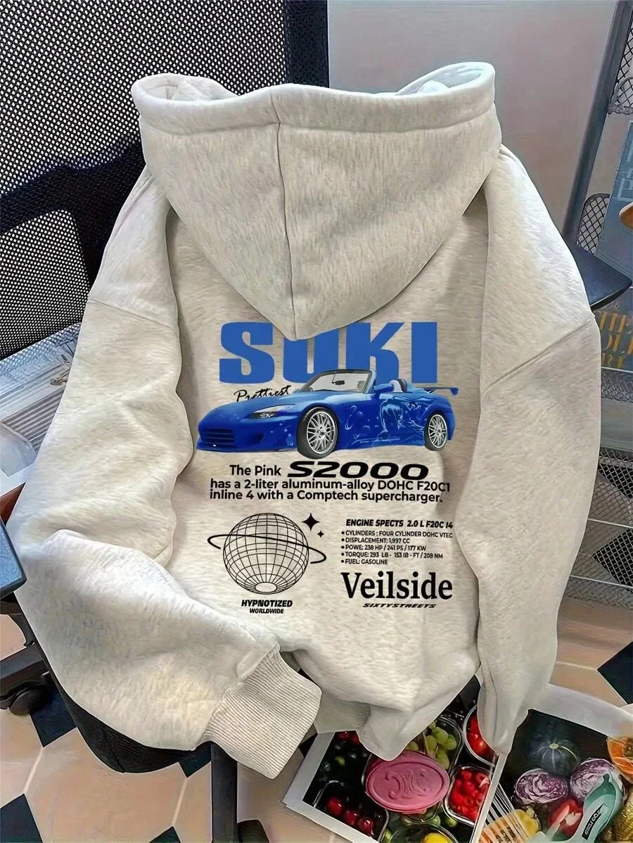 

Pure Cotton Hoodie Emblazoned with An Eye - Catching Sports Car Image - Blending Comfort with Automotive Aesthetic