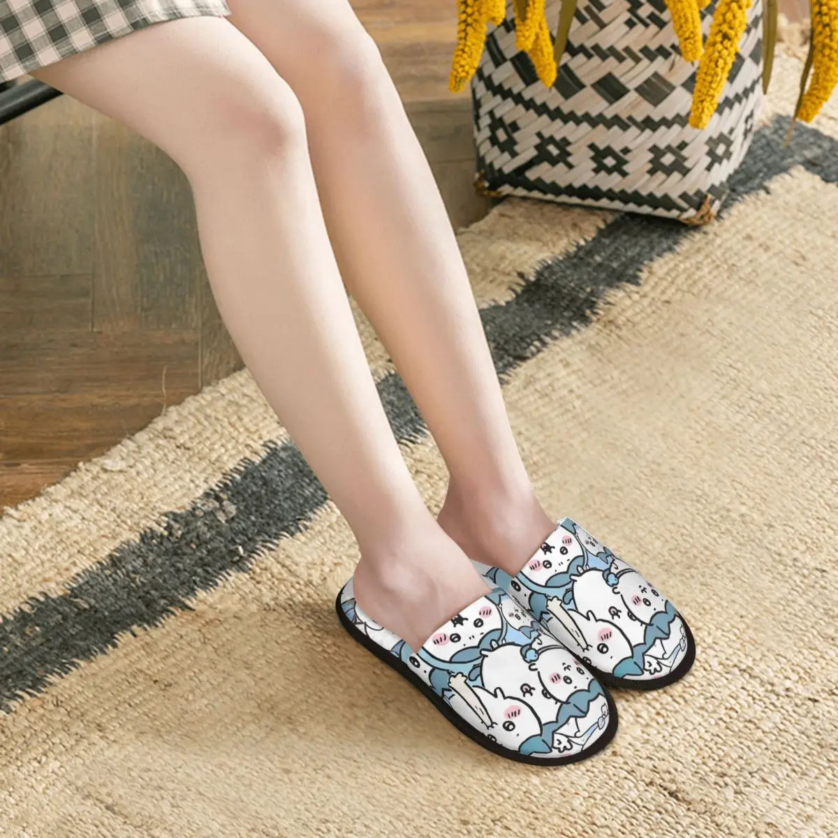 맞춤 만화 우우사기 코믹 게스트 슬리퍼 (스파 여성용, 따뜻한 실내 슬리퍼)