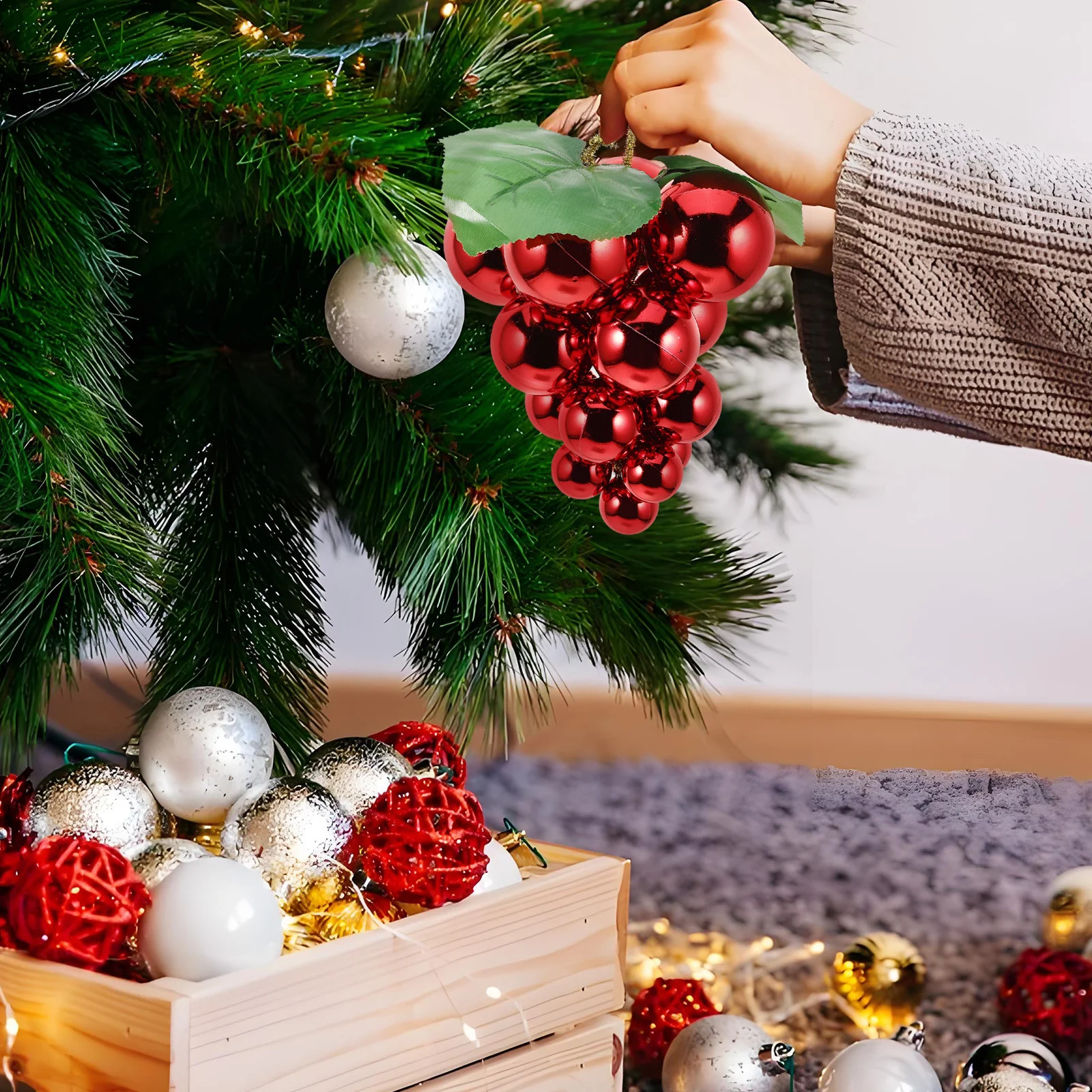 

1pcs Christmas Ball Decorations Fake Grapes Tree Hanging Ornament Festive Grape Pendant For Holiday Party Xmas Decoration