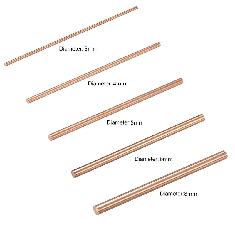 다양한 크기의 구리 원형 막대 막대, 금속 막대, 직경 3mm-30mm, 길이 100mm-30mm, 1 개, 5 개