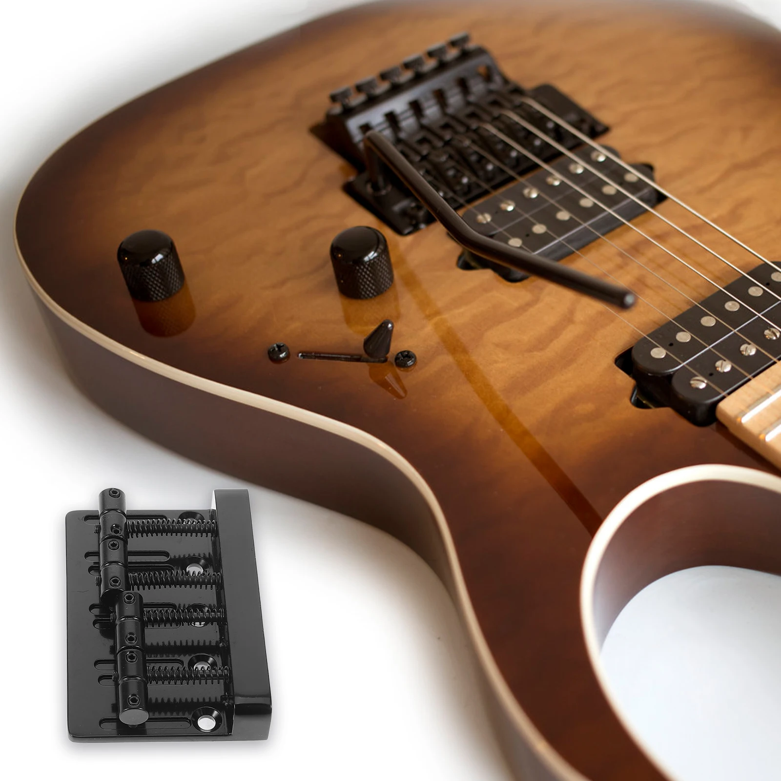

4 String Electric Bass Bridge Zinc Alloy Guitar Parts 795x469MM Durable Saddle Tailpiece Compatible St Series Practical