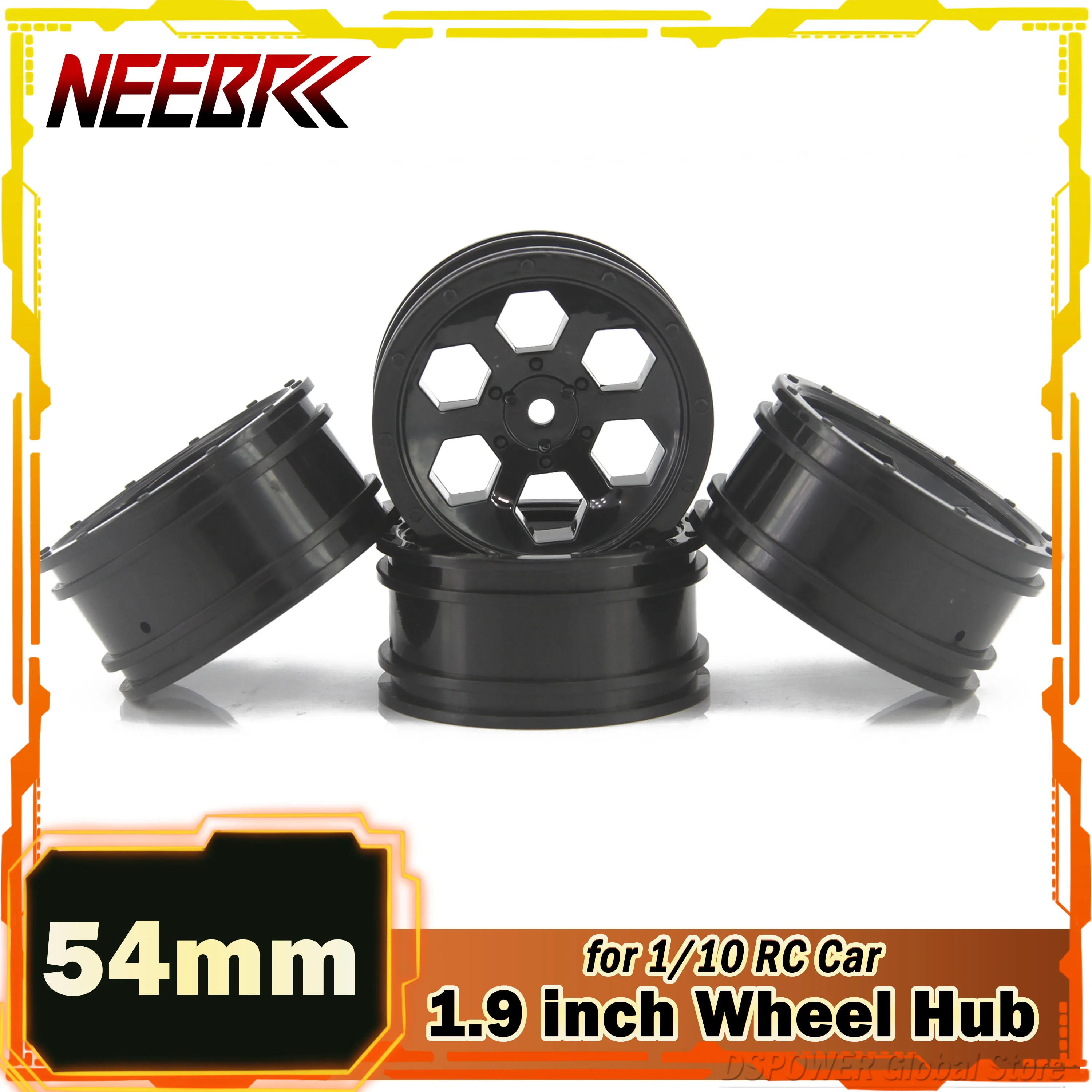 

NEEBRC 1.9 inch Wheel Hub 54mm Rim Hard Plastic Tire Tyre Hex for 1/10 RC Car Off-road Crawler Climbing HSP HPI Tamiya Wltoys