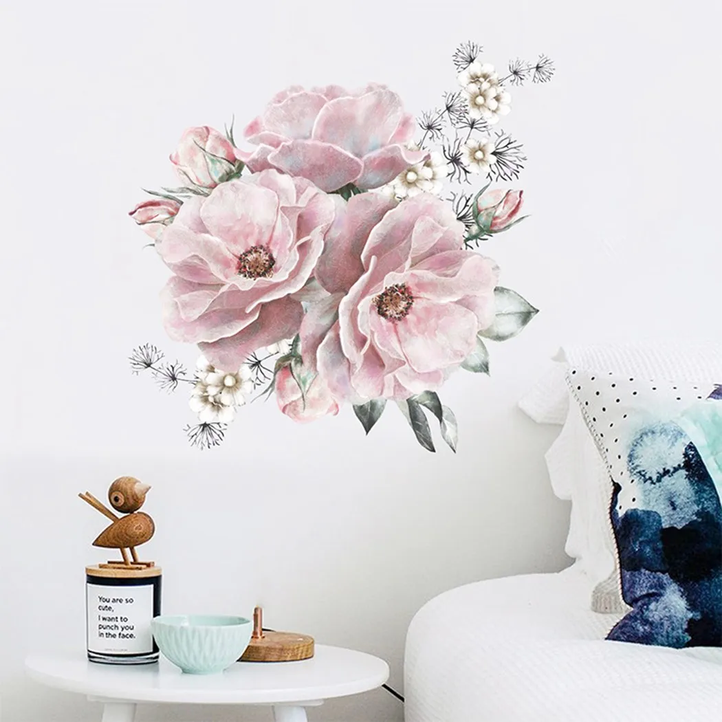 Wall Wall Sticker Mural Peony Removable Room Sticker DIY Decal Decor Flower Living Room Brand New High Quality