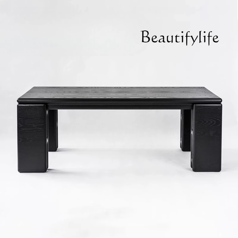 

Light luxury creative groove household solid wood dining table negotiation desk medieval restaurant meeting table