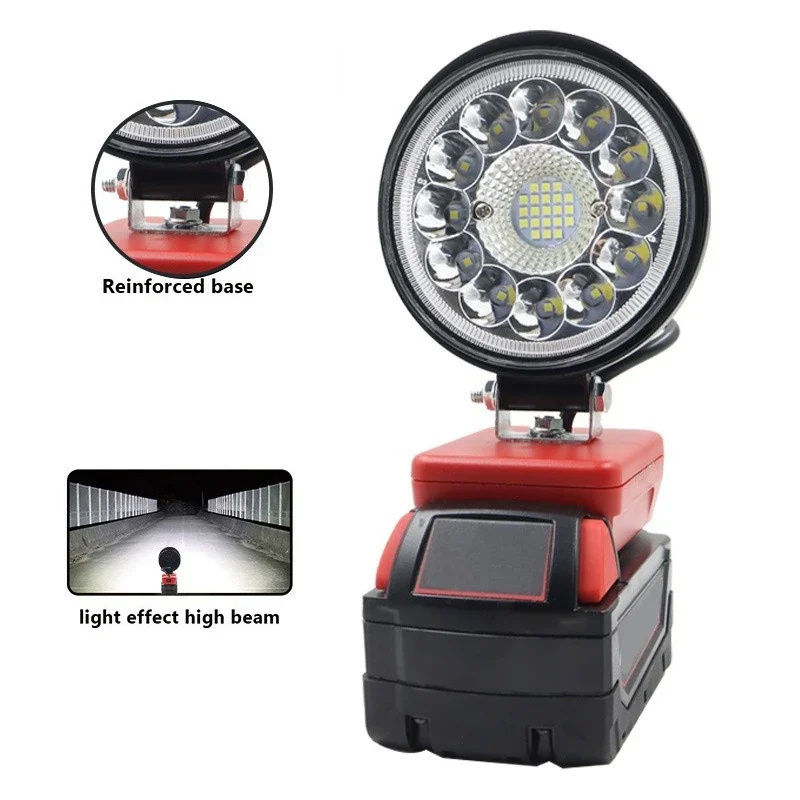 Portable LED Work Light Outdoor Spotlight with USB Port Compatible with For Milwaukee/DL 18/20V Batteries for Outdoor Camping