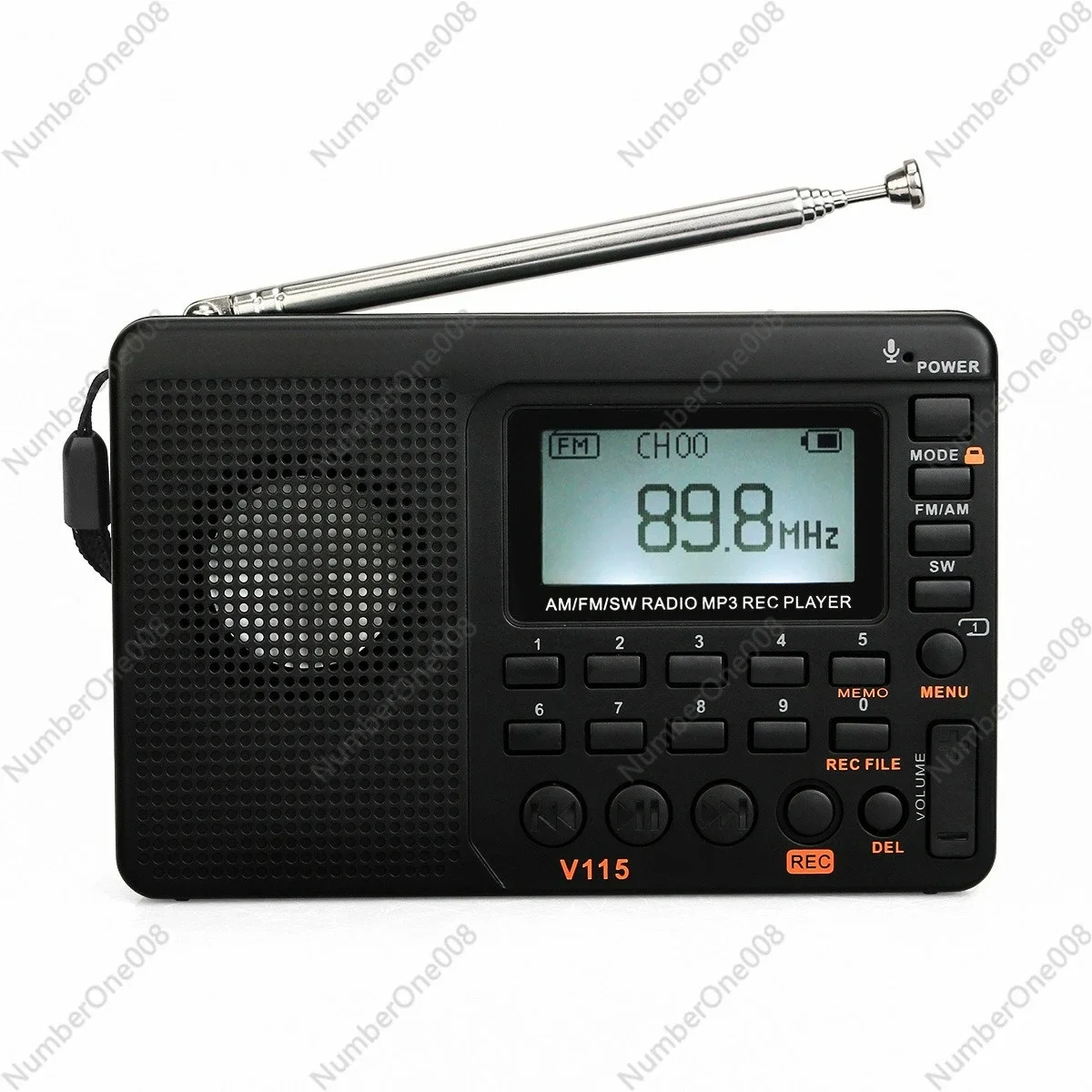 mp3プレーヤー付きマルチバンドラジオ、fm-am短波受信機、デジタルディスプレイ、録音機能、ポータブルオーディオプレーヤー