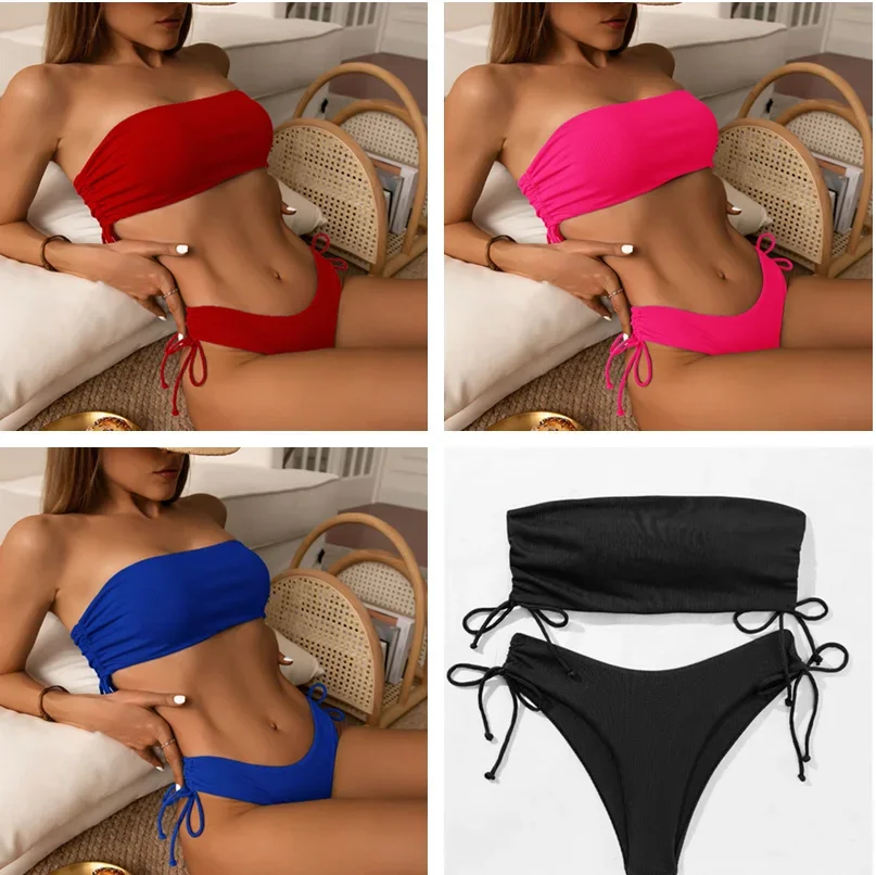 2025 novo estilo conjunto de biquíni almofada bandeau banho feminino maio biquinis tankini femme maiô mujer banador badpak monokini