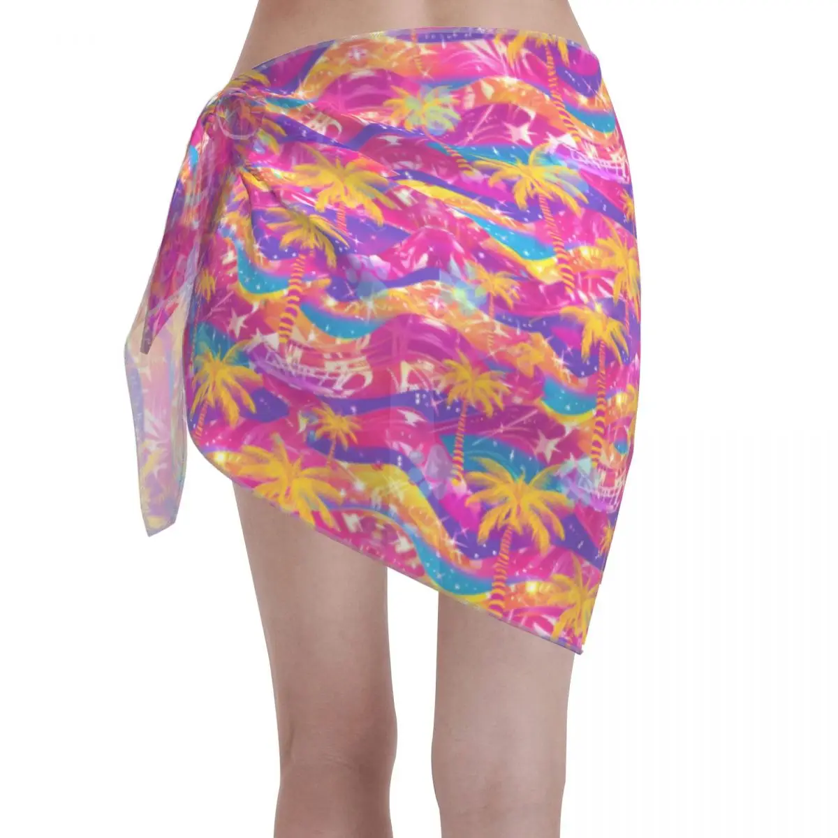 Custom Colorful Hawaiian Wind Women Short Sarongs Beach Wrap 3D Printed For Swimwear Beach Bikini Wrap Swimsuit Coverups