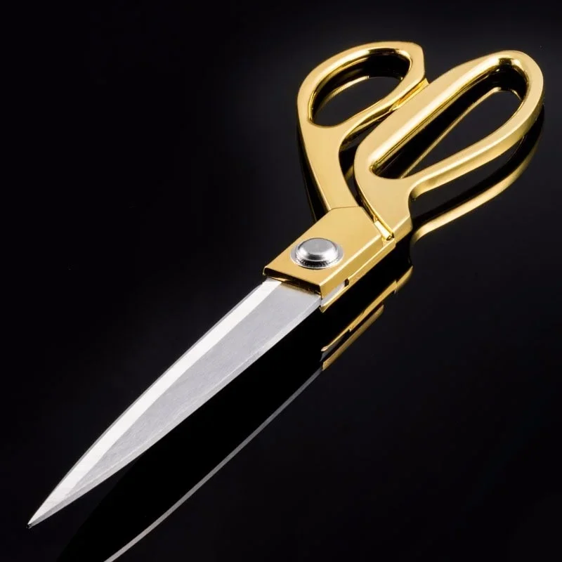 Professional Tailor Vintage High Quality Stainless Steel Scissors  Leather Fabric Cutter Golden Sharp Needlework Scissors