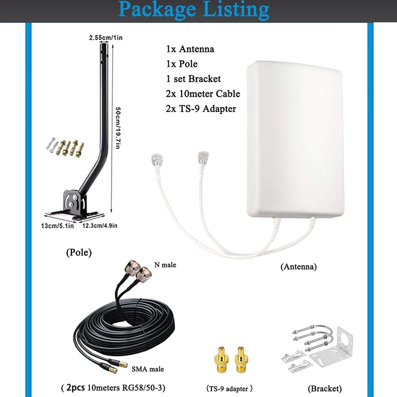 Imagem -04 - Mimo Outdoor Antena Direcional Painel 4g Lte 5g Router Verizon Caixas Eletrônicos Sprint T-mobile Internet em Casa Ts9 Sma 2x2