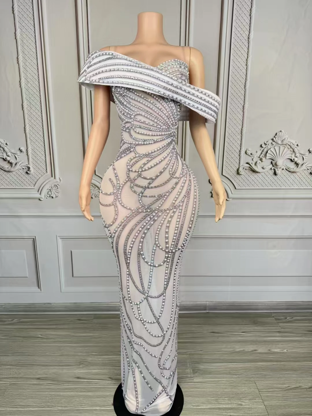 

Party Jazz Costume Full Rhinestones EveningDress Women Festival Dresses Stage PerformanceOutfit D215