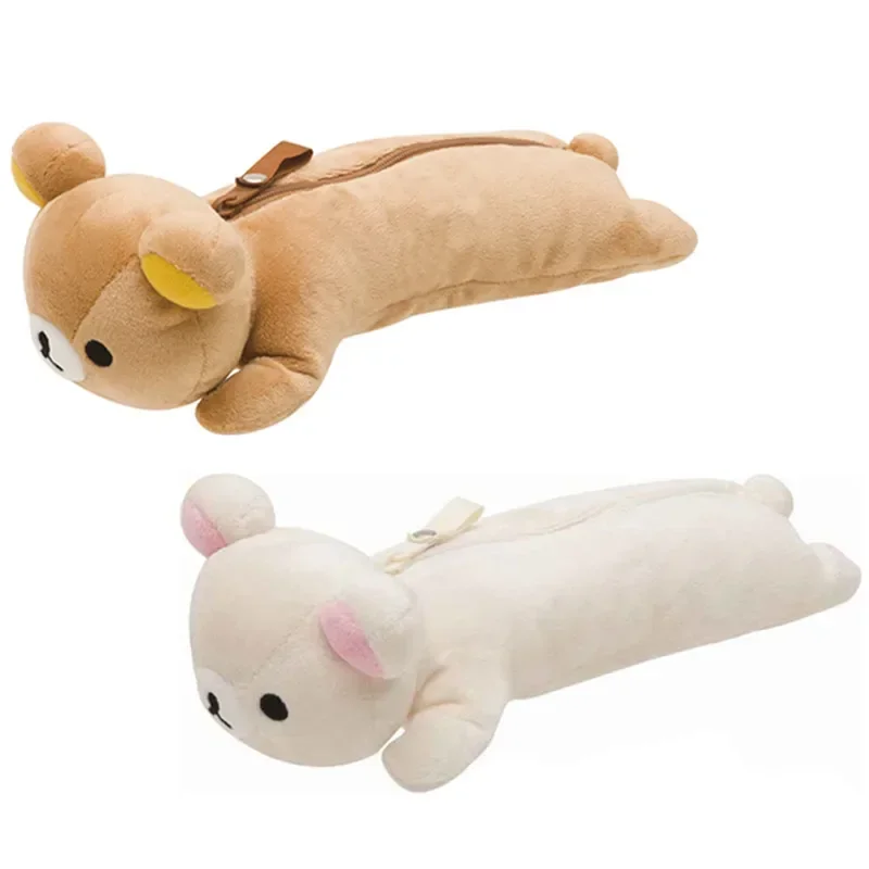 

New Cute Rilakkuma Korilakkuma Plush Pencil Cases for Girls Kids School Bear Anime Pencil Case Pouch Container Organizer Pen Bag