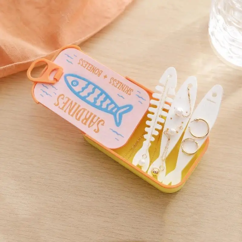 1Pcs Sardine Pattern Mini Tin Box Portable Travel Storage Organizer Earbuds Pill Coin Jewelry Handbag Desk Fitting Accessory