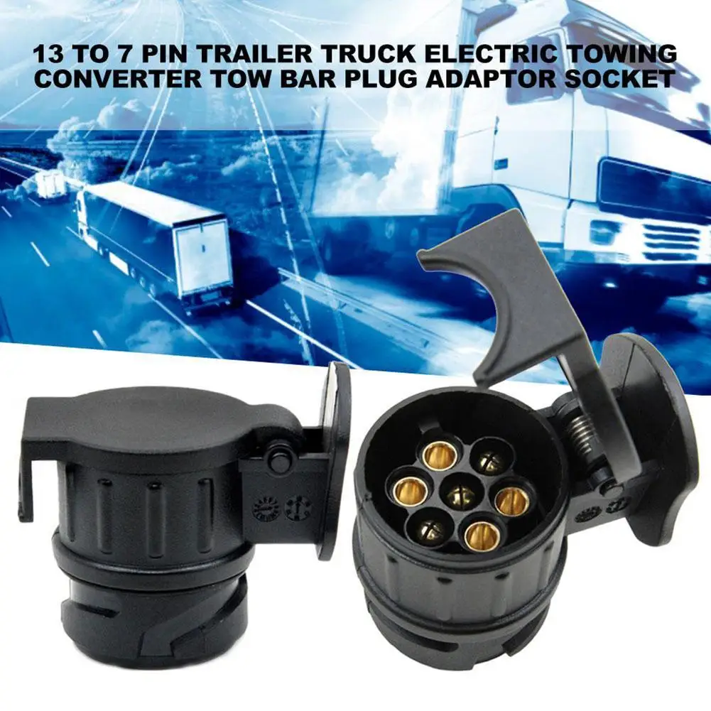 Waterproof Truck Towing Electric Adapter 13 To 7 Pin Plug  Socket For European Standard Trailer Converter Tow Accessorie