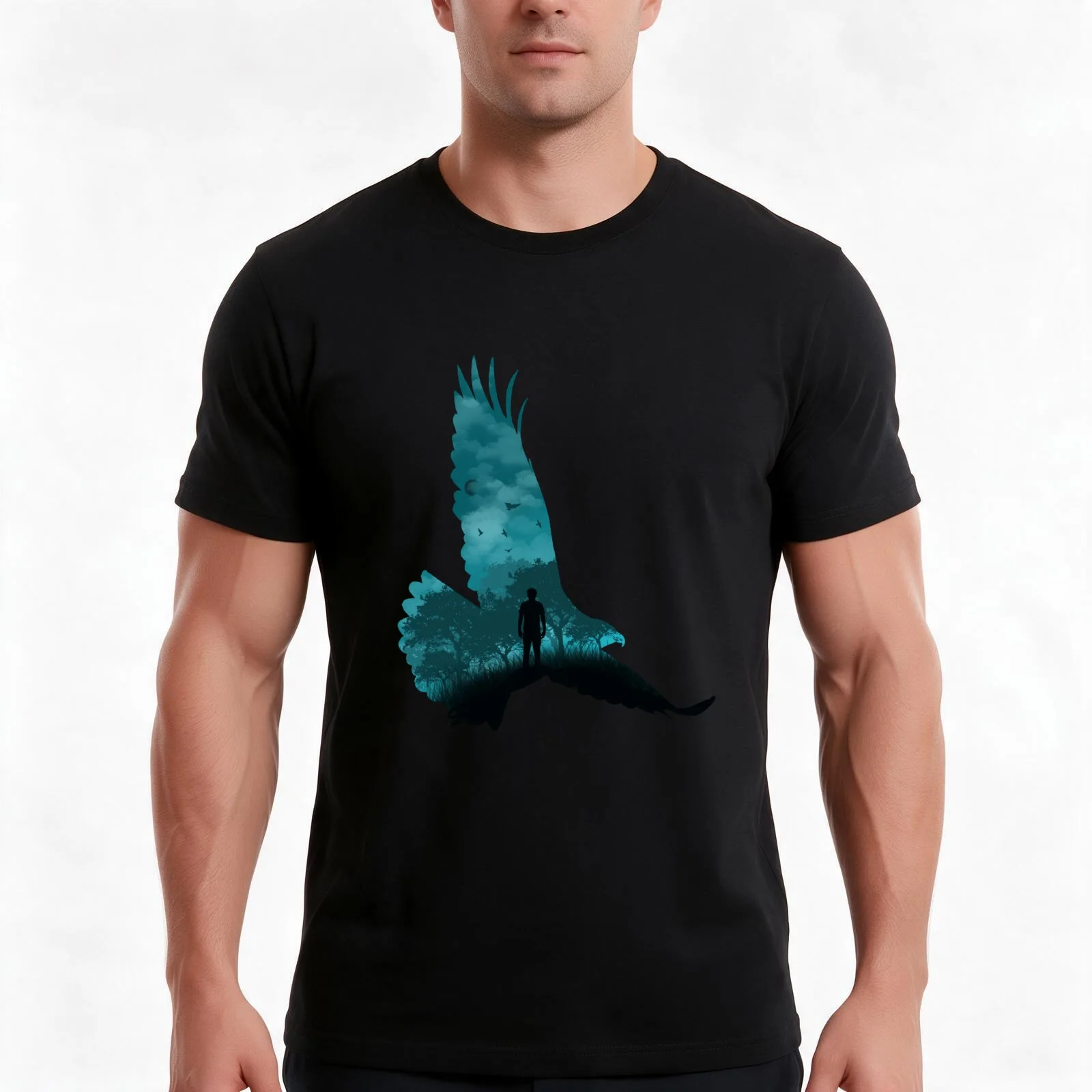 Animorphs inspired landscape - Tobias in Red-tailed Hawk T-Shirt, Summer Casual Cotton Tee, Oversized Streetwear Tops
