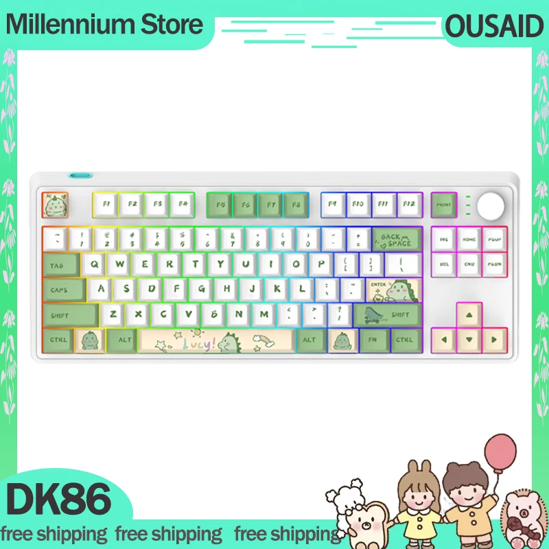 

OUSAID DK86 Gamer Mechanical Keyboard 3Mode 2.4G Wireless Bluetooth Keyboard 86Key RGB Backlight Hot Swap Gaming Keyboards Gift