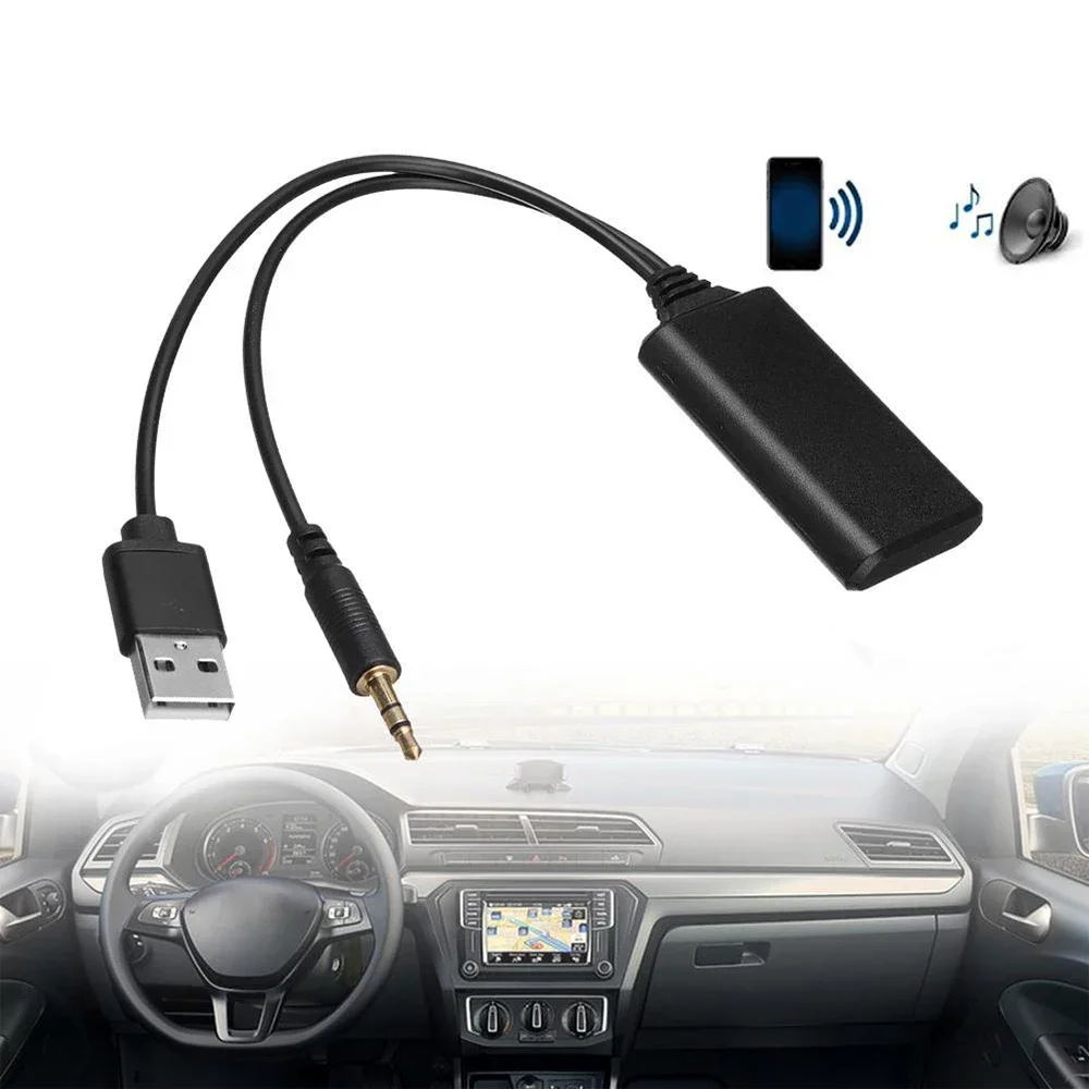 Picture 5: Universal Car Wireless Bluetooth Compatible Receiver USB 3.5Mm Auxiliary Media Bluetooth 5.0 Music Player Audio Cable Adapter