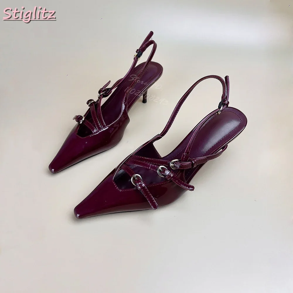 wine-red-buckle-straps-pumps-pointed-toe-shallow-stiletto-fashion-high-heels-women-patent-leather-2025-spring-new-dress-shoes
