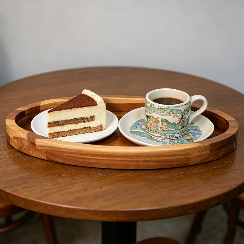 Wooden Tray with Handles, Bread & Fruit Serving Tray for Home,Hotel Tea Tray, Durable Natural Wood Tray for Dining/Kitchen Decor