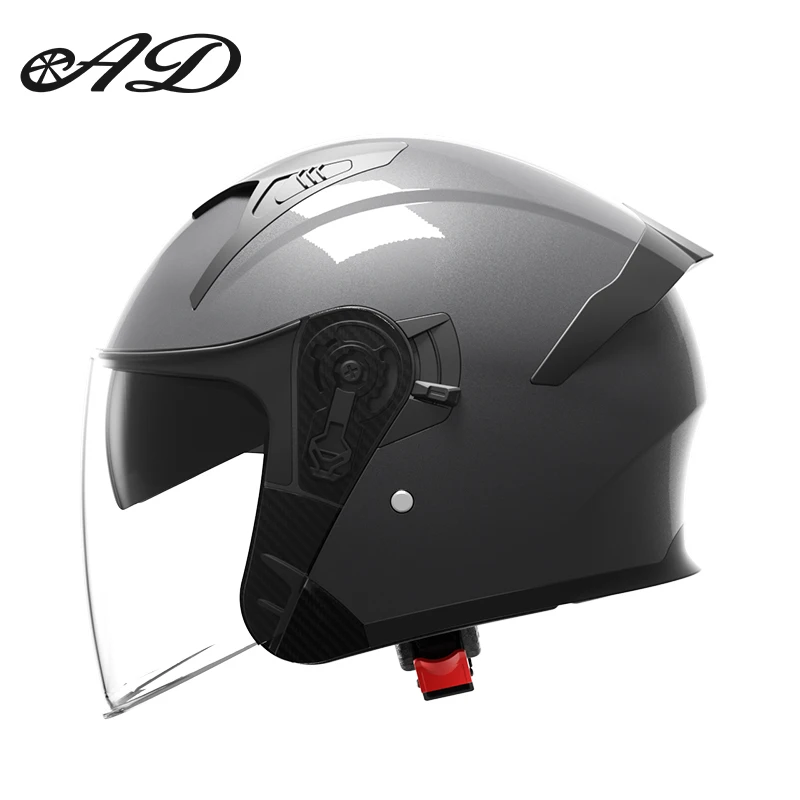 AD Electric motorcycle helmet for men and women, warm autumn and winter, double mirror half helmet, suitable for all seasons