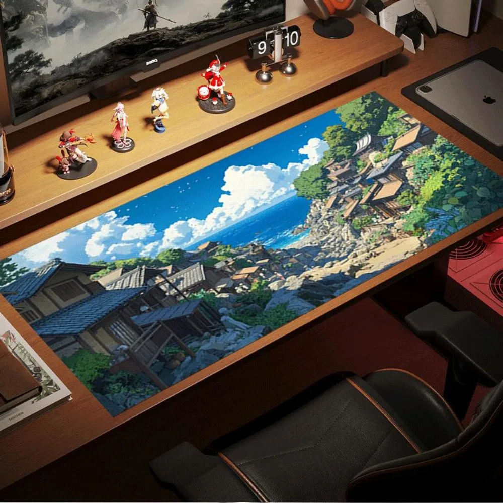 Tapis de souris de style campagnard japonais - Base en caoutchouc antidérapante, accessoires de bureau, organiseurs de bureau et plateaux, tapis de souris