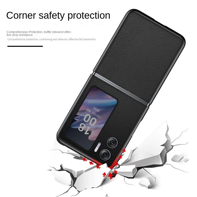 Luxury For Oppo Find N2 Flip Case Armor Premium Genuine Leather Chockproof Protection Cover On For Find N2 Flip