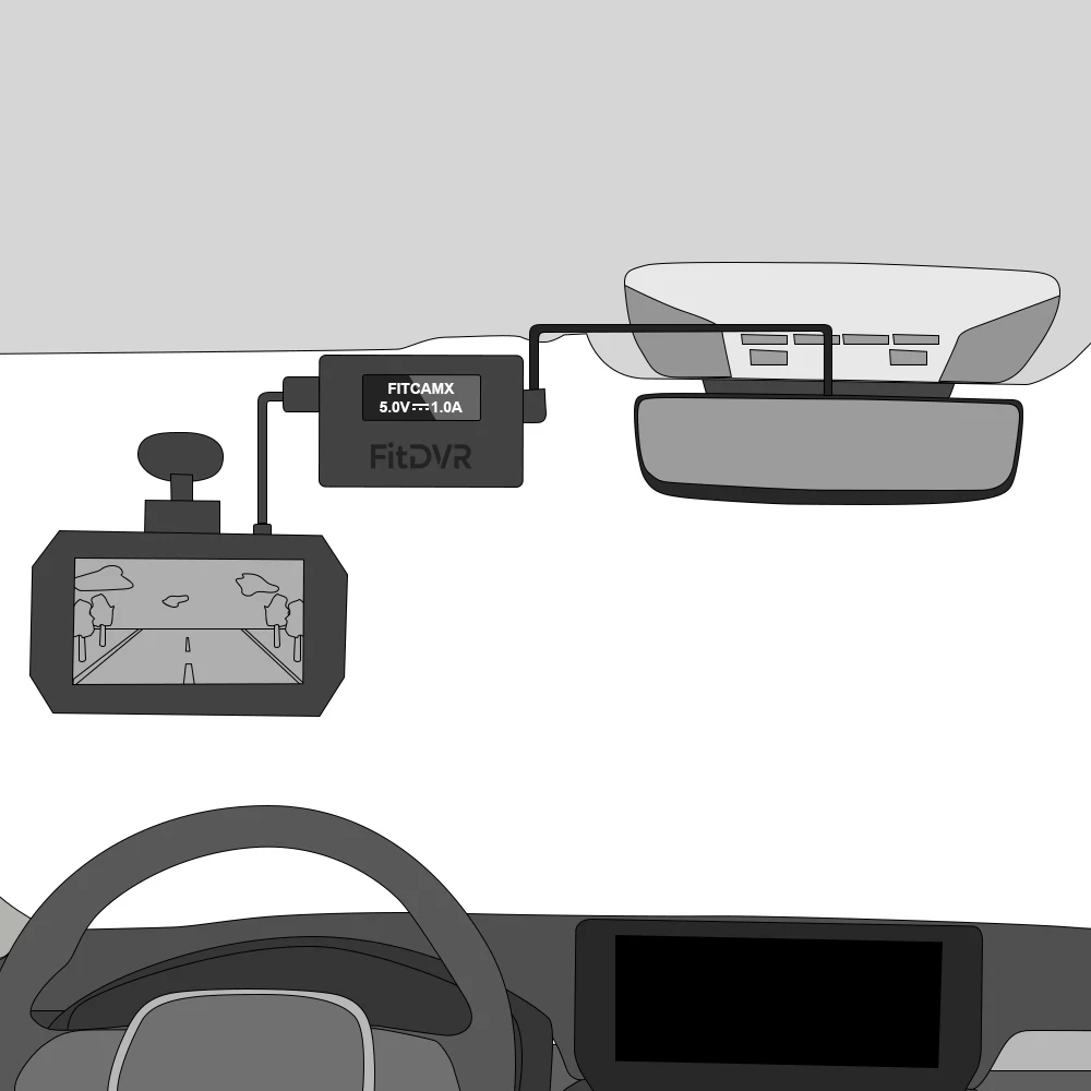 محول طاقة FitDVR Dash Cam (10-Pin) لمازدا، يتصل بمرآة الرؤية الخلفية ذات التعتيم التلقائي، مصدر طاقة USB، D3-026