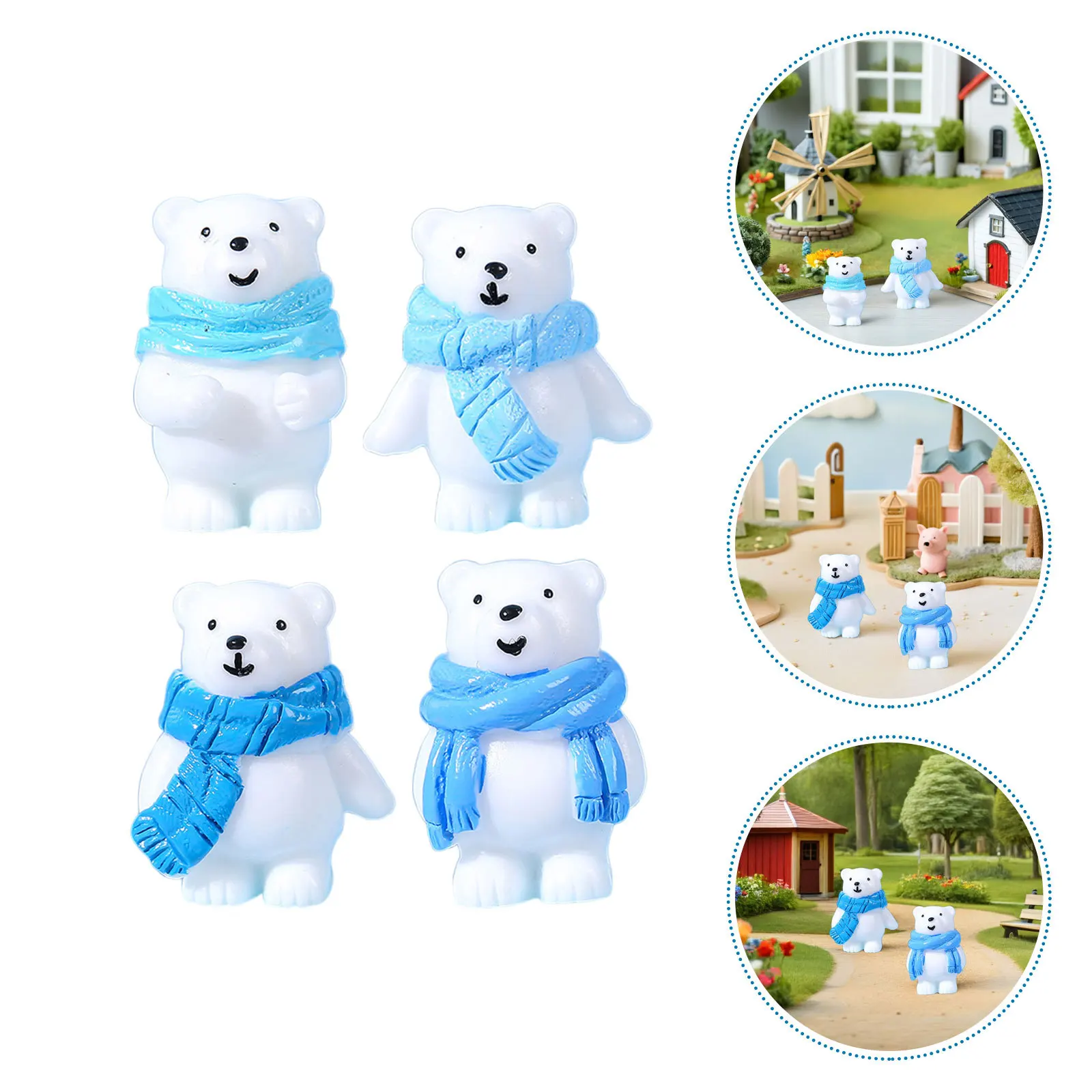 

32pcs Polar Bear Resin Figurines Mini Arctic Animal Sculpture For Car Dashboard Decor Indoor Dollhouse Landscape Set Small