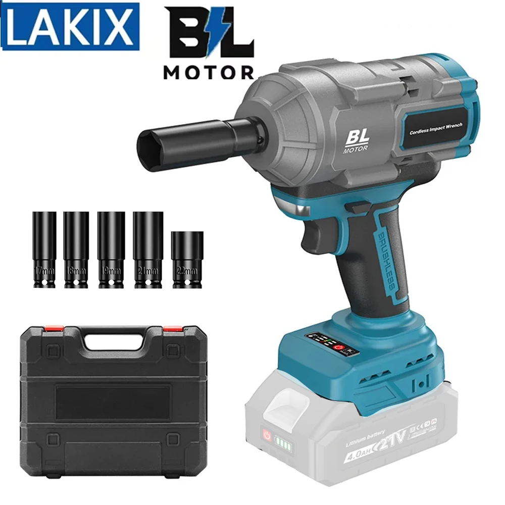 Бесщеточный электрический ключ 1/2 дюйма, 2000 Нм, аккумуляторный ударный гайковерт с настоящим крутящим моментом, отвертка, электроинструмент для Makita 18 В