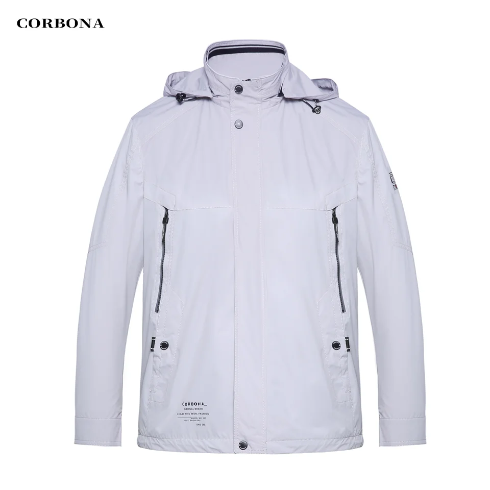 CORBONA 2024 New Arrival Men Spring Autumn Jacket Normal Size Outdoor Casual Fashion Navy Blue Comfortable Male Coat Hooded