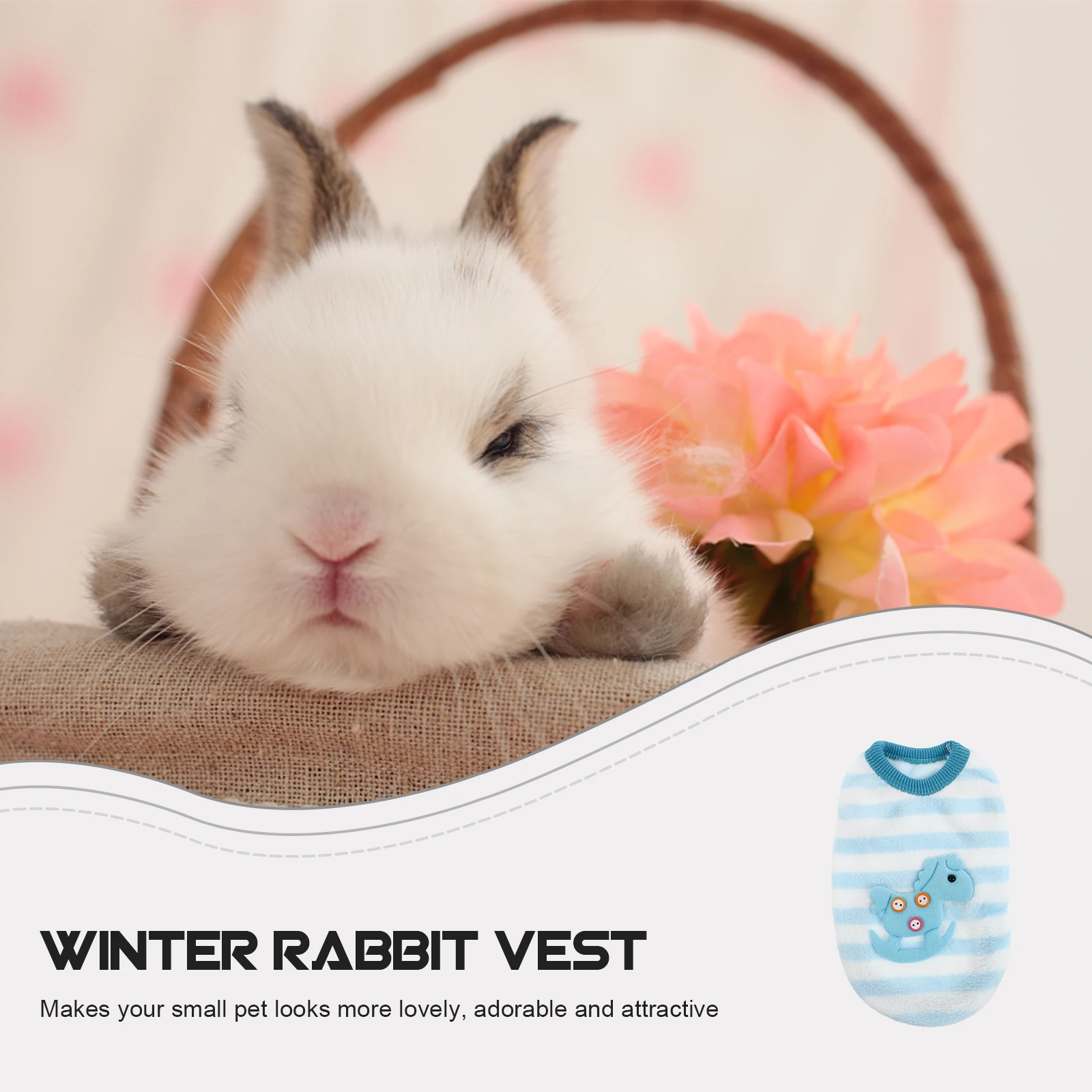 

Soft Coral Fleece Vest Winter Warm Pet Clothing Lightweight Adorable Bunny Costume for Guinea Pigs Ferrets Cats Small