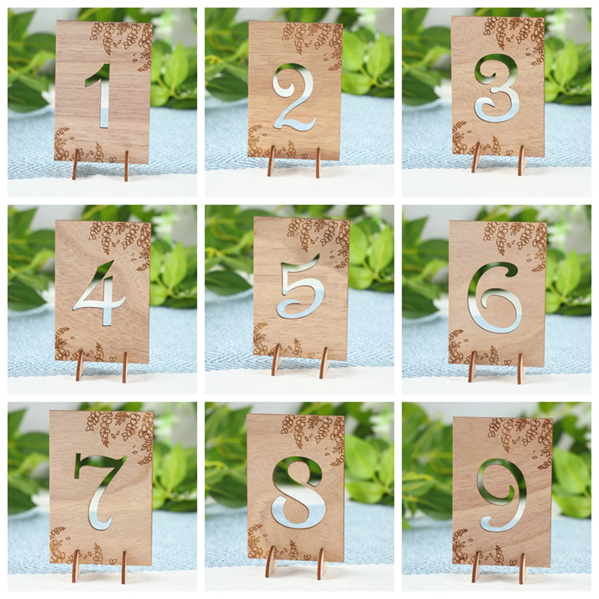 Number1-10 Wooden Wedding Table Number Place Card Rustic Wedding Party Direction Signs Seat Number Signs Desktop Decoration