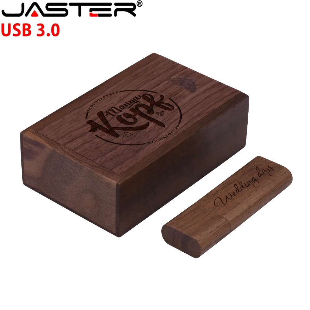 JASTER USB 3.0 Wooden USB Box USB Flash Drive 64GB Pen Driver 4GB 8GB 16GB 32GB Memory Card USB Creativo Personal Logo Wholesale