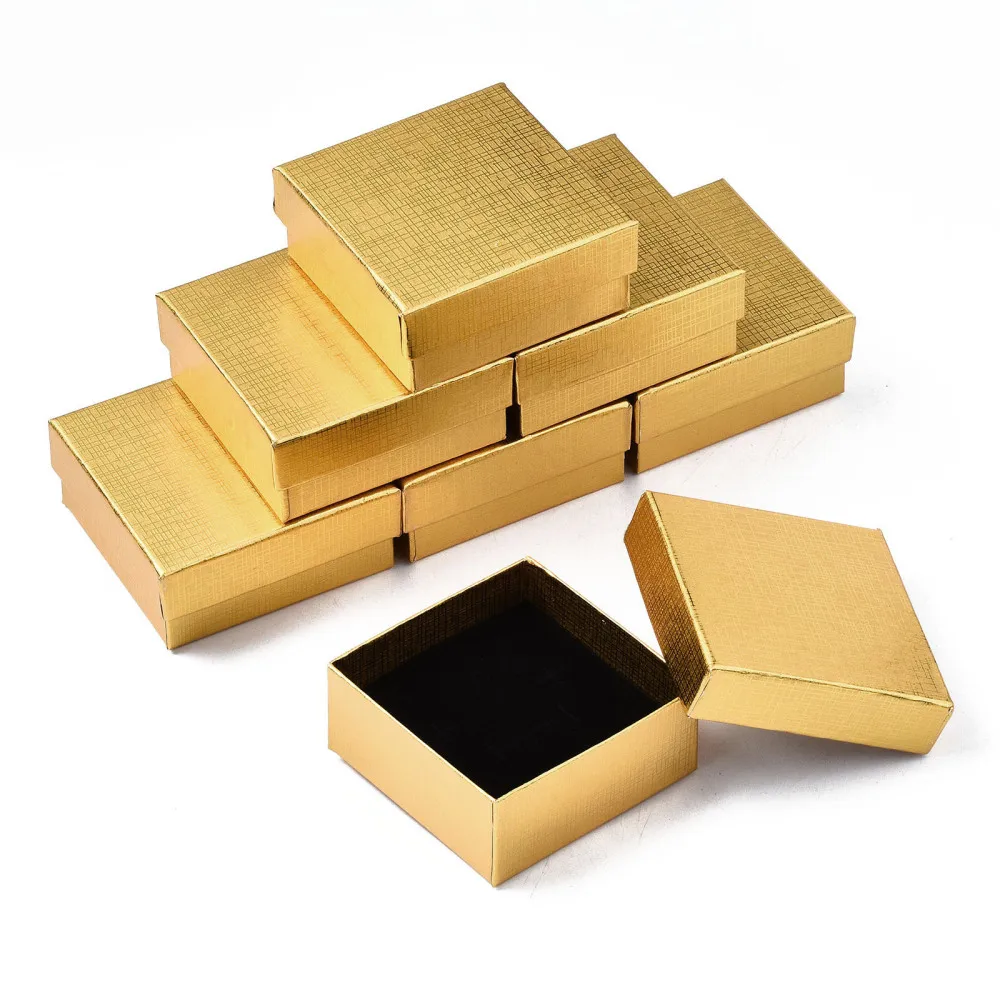 

12pcs Square Cardboard Jewelry Boxes for Ring Earring Necklace jewelry packaging display Gifts Box 7.4x7.4x3.2cm with Sponge