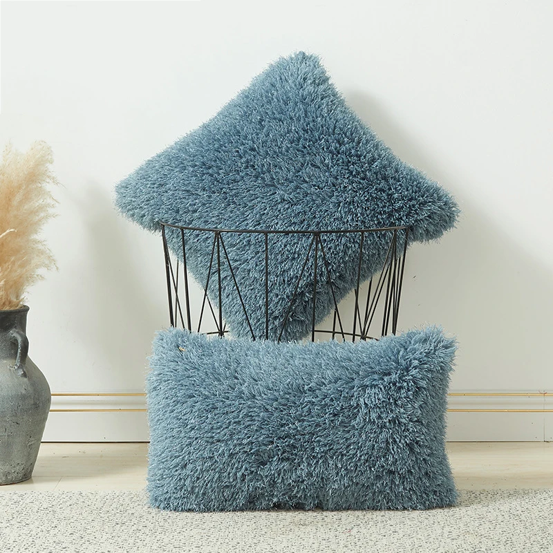 2PCS Pure Color Plush Lamb Velvet Pillowcase  Autumn and Winter Straw Velvet Pillow Covers Home Sofa Decorative Cushion Cover