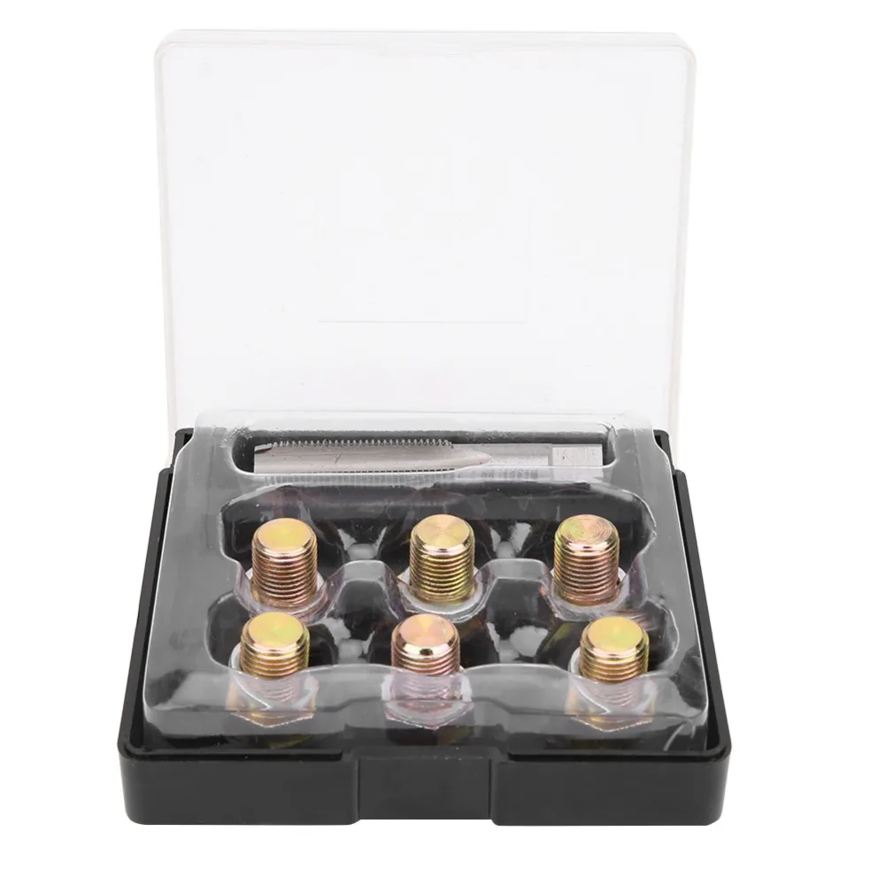13PCS M13 x 1.25 Oil Drain Plug Tap Anti-Rust Storage Case Included Oil Pan Rethread Tool Universal Sealing Washers Included