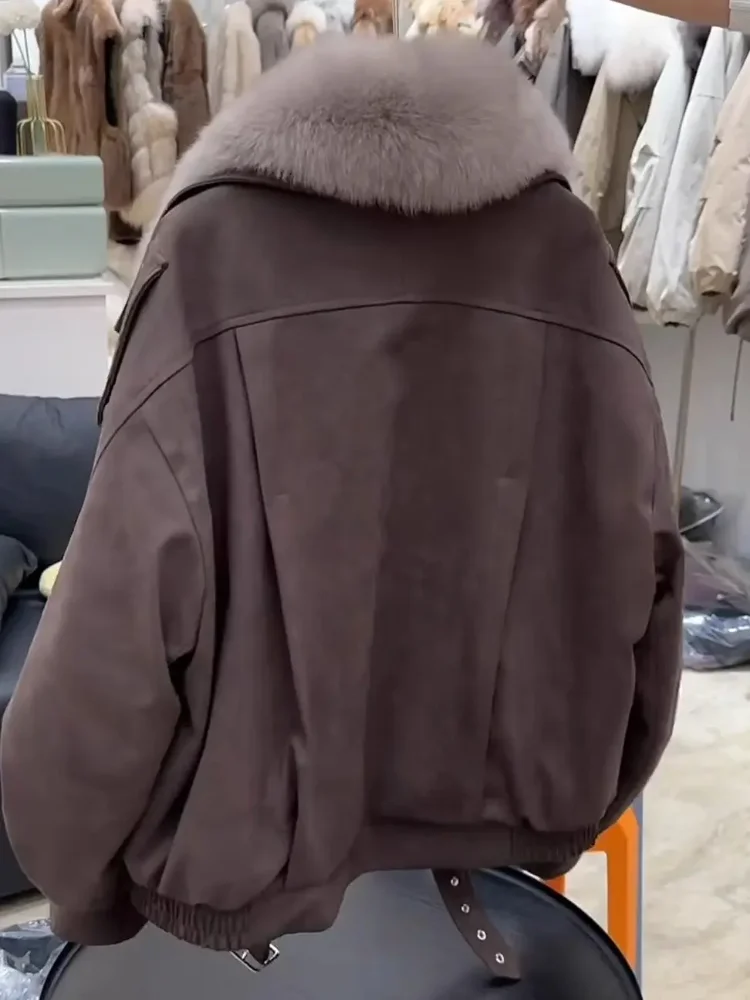 2022 Winter Thiened Design Sense Damen-Parka-Mantel mit großem Pelzkragen, Baumwolle, Jaet-Oberbekleidung, warm und bequem