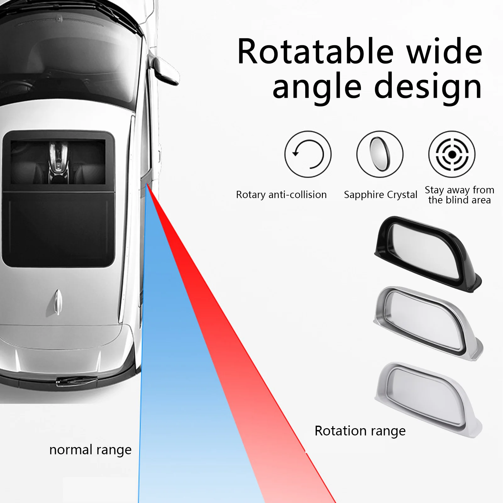 Espejo retrovisor Universal de gran angular para coche, espejo de punto ciego, Pilar B, asiento trasero, espejo de observación auxiliar, conducción