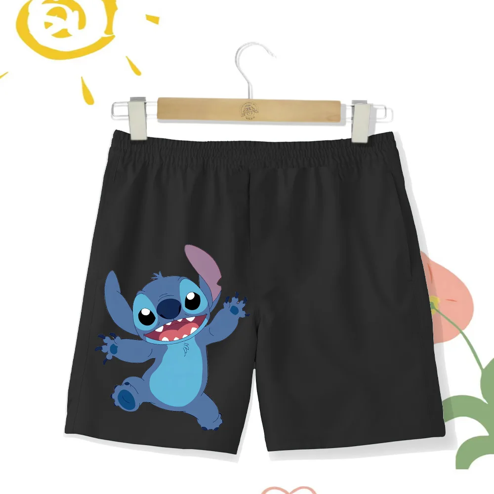 Disney series boys new summer shorts Fashion casual comfort beach sunbathing Stitch beach pants girls casual pants