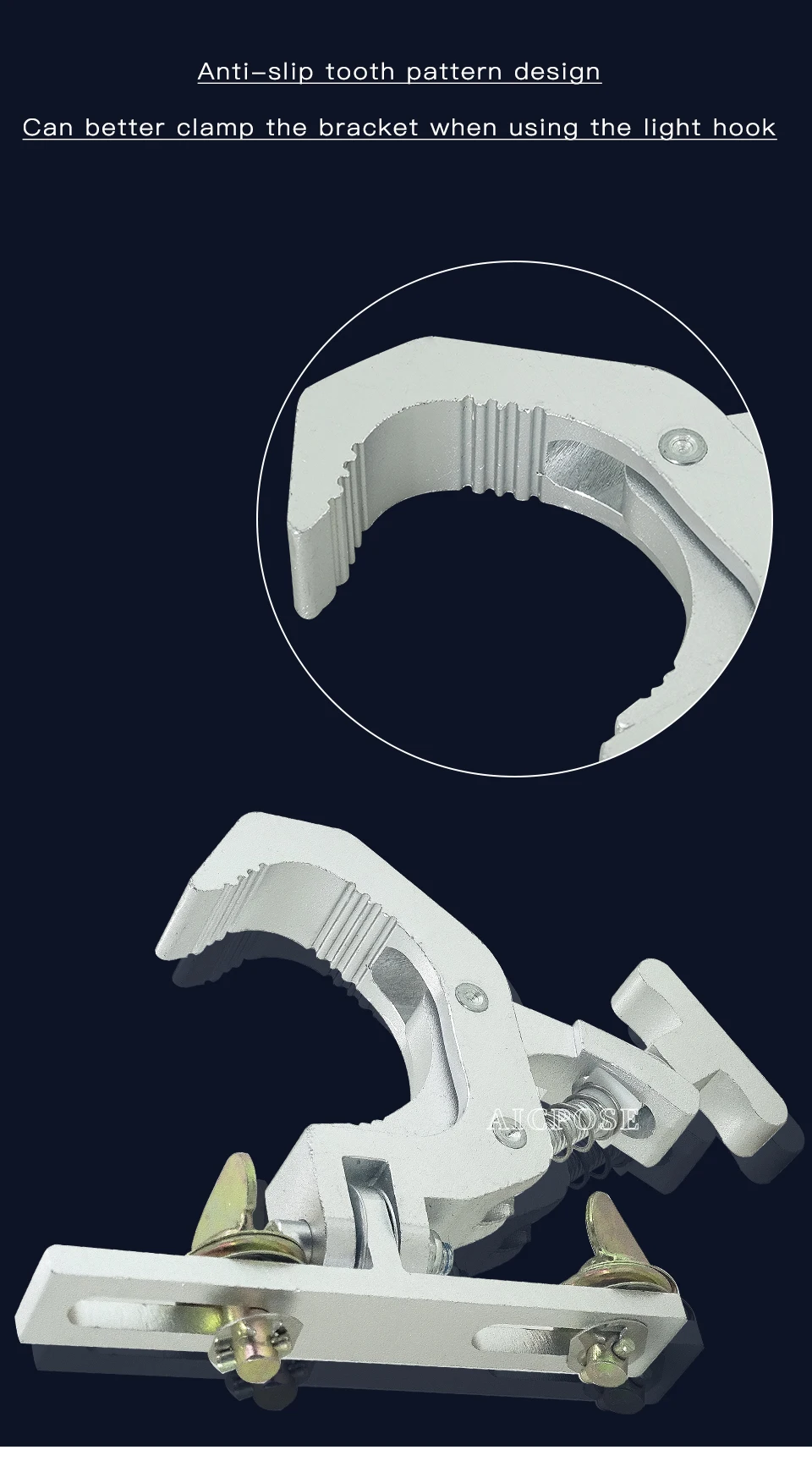 Cast Aluminum Lamp Hook Moving Head Lamp Special Load-Bearing 150KG Suitable for Pipe Diameter 42-61MM